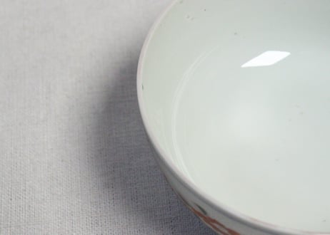 明治前期色絵牡丹と扇に春蘭図蒸茶碗①