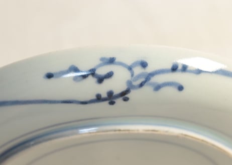 江戸中期染付蛸唐草文6寸皿 カマキズ,フリモノ