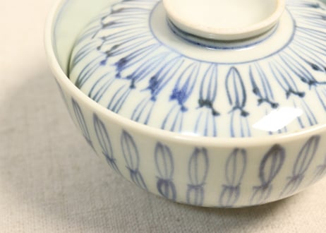 江戸中期染付木賊文蓋茶碗 蓋シミ