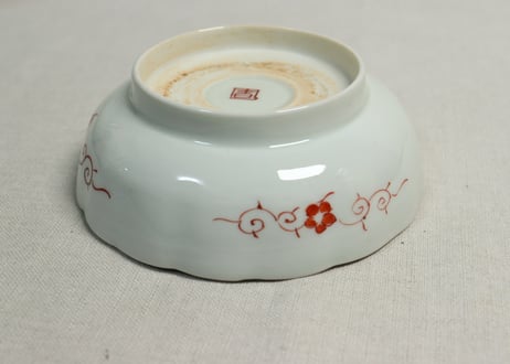 明治前期色絵三方菊図通り物なます皿