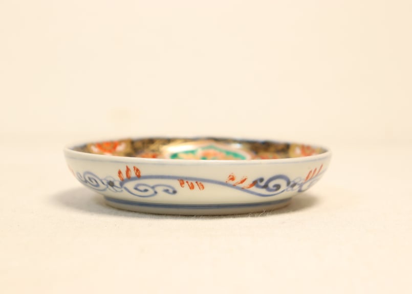 明治前期色絵牡丹と幾何学文小皿① 5客組 | 吉祥寺PukuPuku