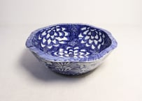 明治前期ベロ藍花図９寸鉢　ノミホツ