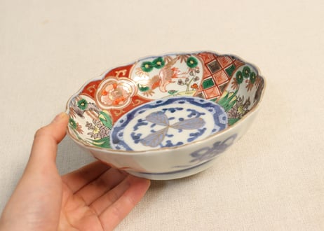 明治前期色絵鶴亀図なます皿②薄め