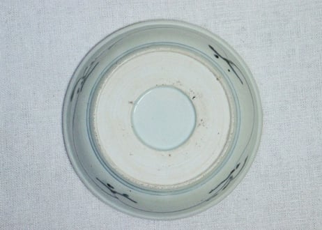 江戸後期染付三方に栗図なます皿①　窯傷,黒点
