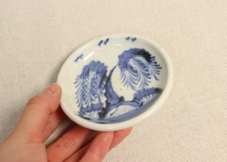 江戸中期染付柳図豆皿②裏柄違い