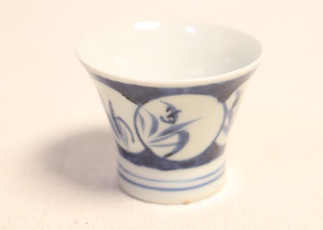 江戸後期染付草花図窓絵広東型小向付 5客組