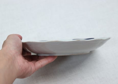 江戸幕末染付川海老図7.5寸皿 ノミホツ
