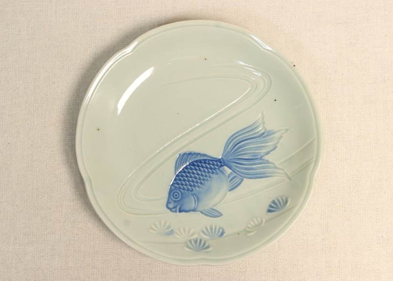 骨董　かえで青磁皿 楽天市場】骨董○鍋島青磁変形深皿○後期鍋島 / W16cm / 稜花型