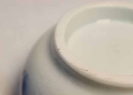 江戸幕末染付龍と波千鳥図食籠 小ホツ