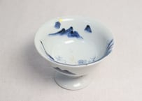 江戸幕末染付山水図盃洗 ホツ,ぐらつき