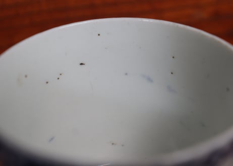 江戸中期染付氷裂に撫子図猪口①フリモノ