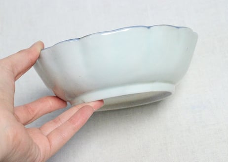 江戸幕末染付山水図ダミ縁なます皿