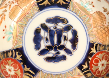明治前期色絵籠目と牡丹図なます皿
