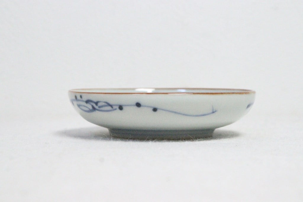 幕末～明治変わり窯印楼閣風景図染め付け小鉢向付け五客