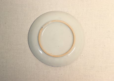 明治前期紙刷捻子文に花散らし図小皿
