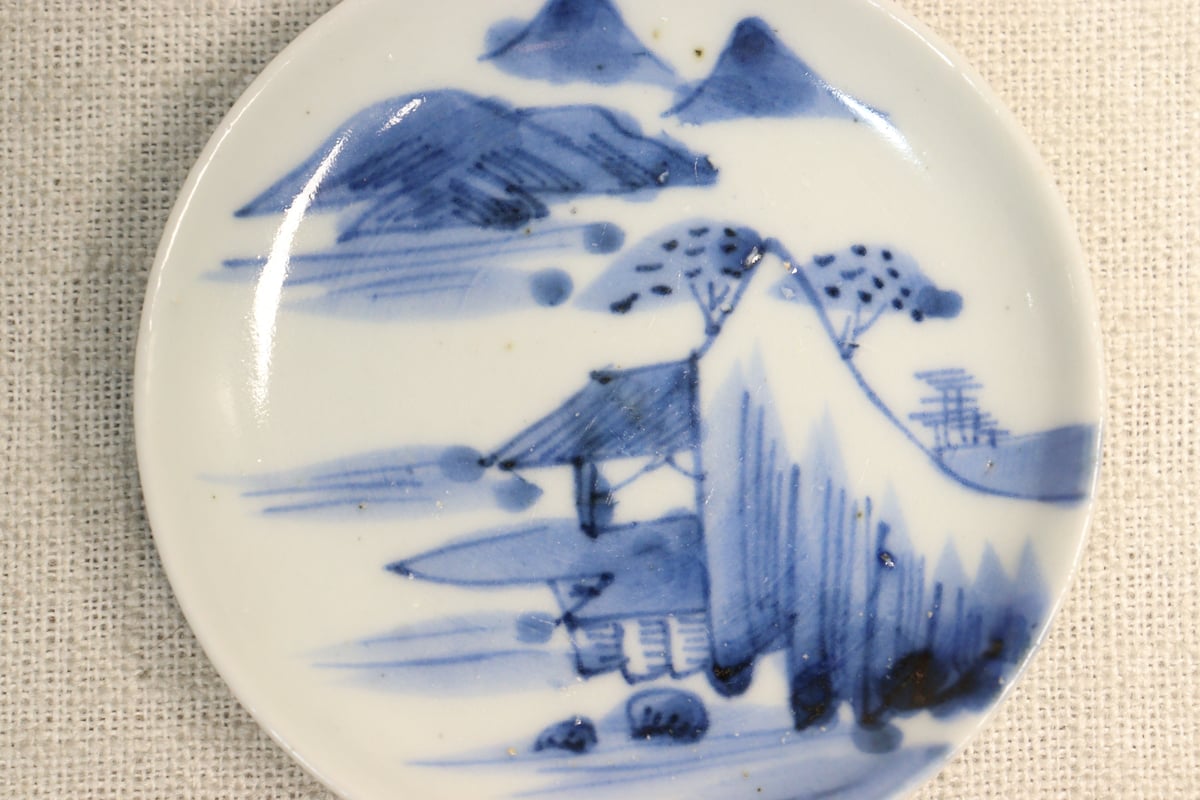 江戸後期染付山水と蝙蝠図豆皿① | 吉祥寺PukuPuku