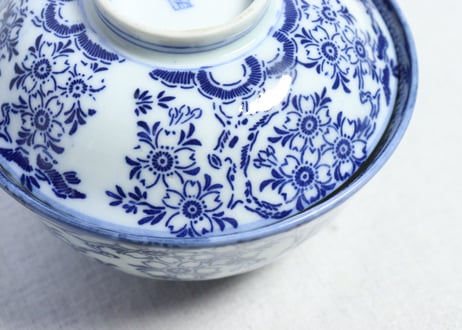 明治前期紙刷桜図飯茶碗①
