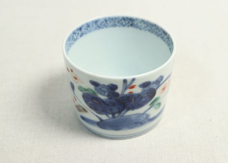 江戸後期色絵秋海棠図猪口②色擦れ