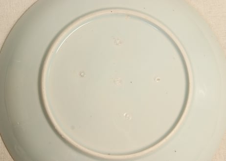 江戸後期染付流水に菊図9寸皿②フリモノ,少甘手