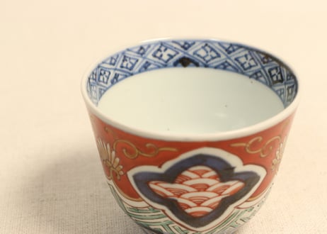 江戸後期色絵三方に青海波図向付①