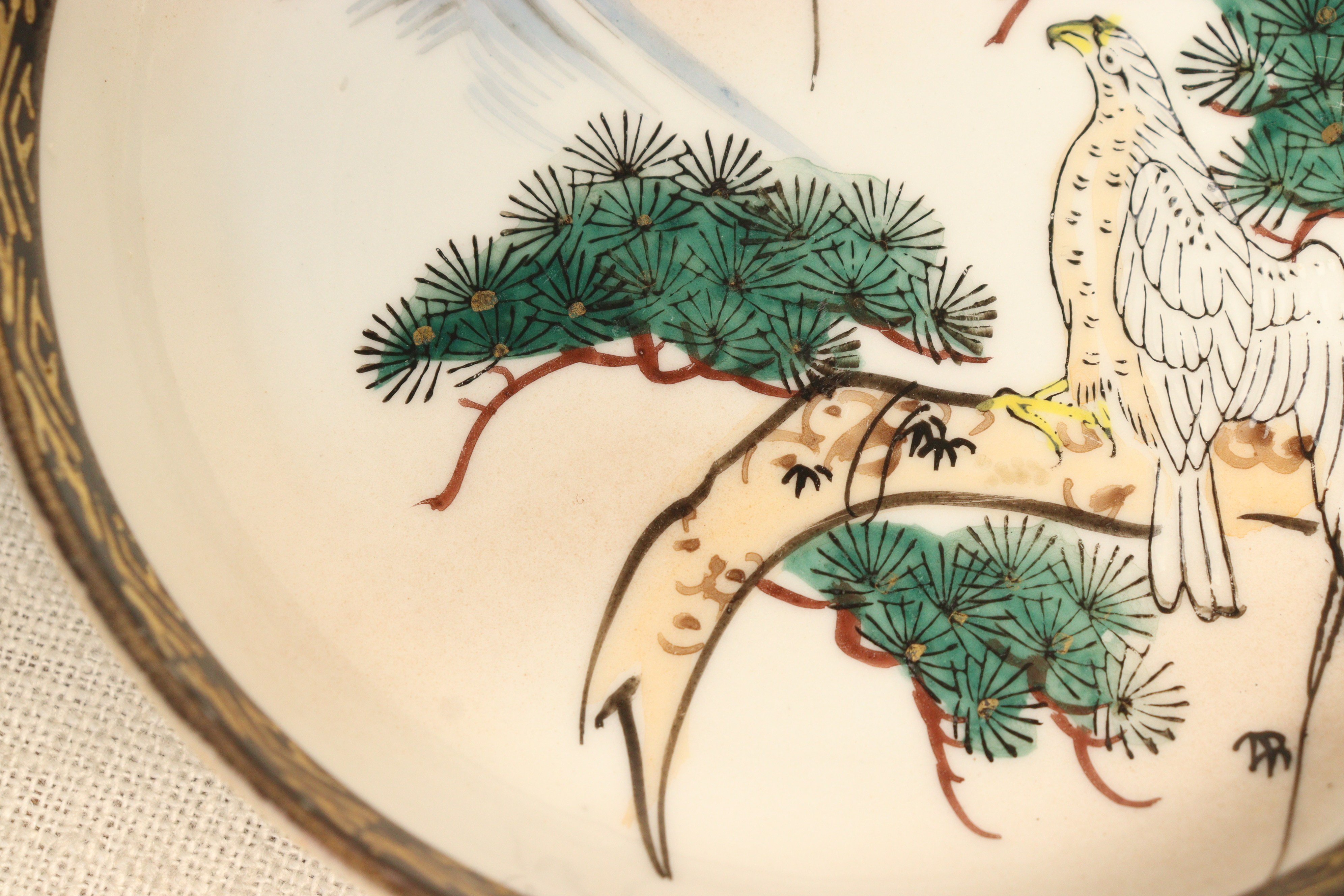大正～昭和戦前九谷焼青粒色絵富士に鷹図小皿 | 吉祥寺PukuPuku