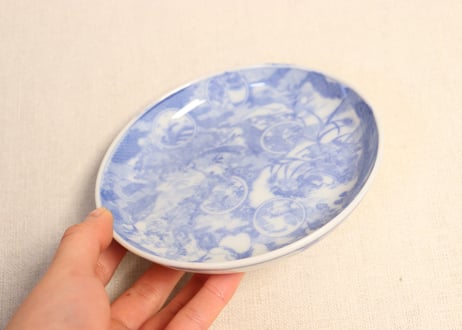 明治後期～大正銅判花図窓絵散らし小皿