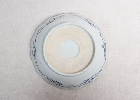 江戸幕末染付雪輪に松竹梅と水仙図なます皿②フリモノ
