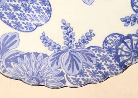 明治後期~大正銅判桐と菱花図7寸皿