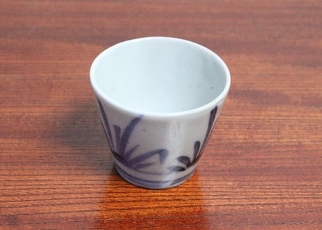江戸中期染付立草図小猪口　5客組