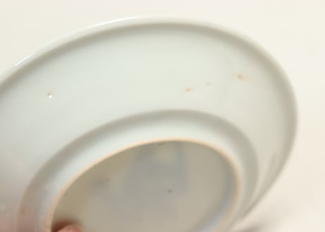 明治前期陰刻染付鳥図小皿
