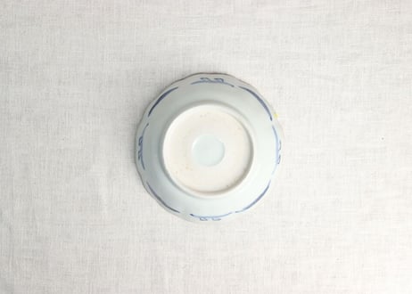 江戸幕末染付見込み四方に木の葉図なます皿 ノミホツ