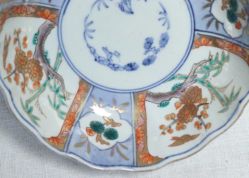 明治前期色絵松竹梅に鳥図大なます皿① | 吉祥寺PukuPuku