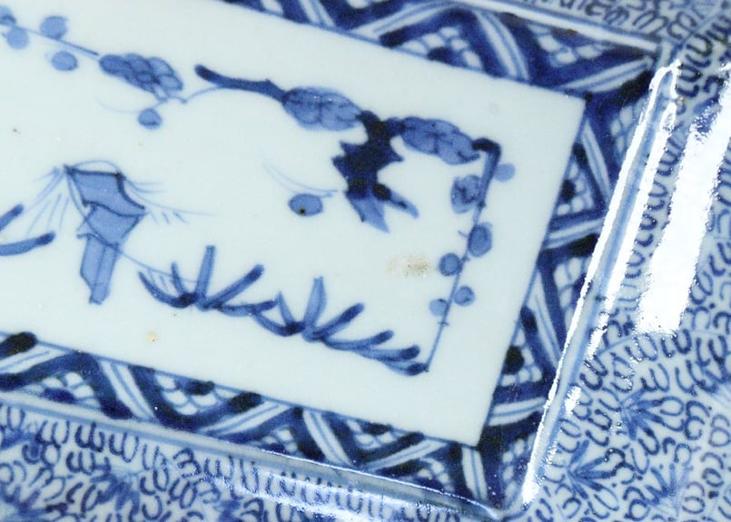 江戸幕末染付微塵唐草図通り物長皿 5客組 | 吉祥寺PukuPuku