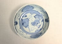 江戸中期染付龍と宝珠図春寒鉢