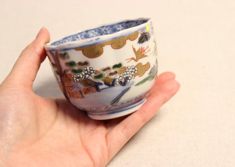 明治前期色絵山水図通り物向付② 小ニュウ