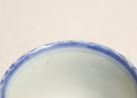 明治前期染付三方に花と唐草図向付