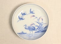 明治後期～大正銅判芦と鶴図小皿