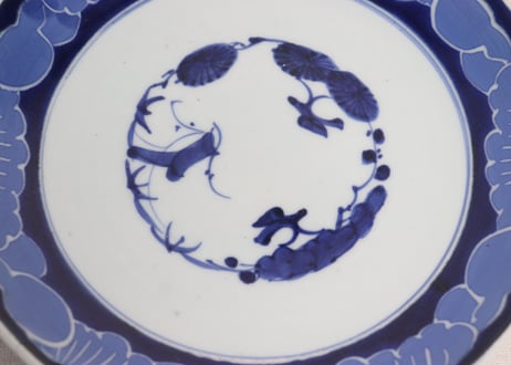 江戸幕末染付瓢箪図7寸皿