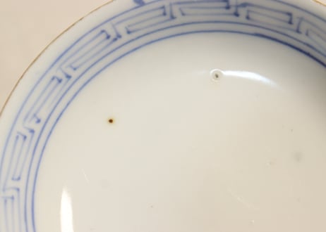 明治前期金彩山水と幾何学文図通り物蓋茶碗