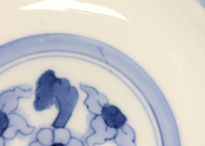 明治後期～大正染付花図五弁鍔縁5寸深皿 | 吉祥寺PukuPuku