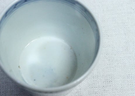 江戸幕末染付蛸唐草文図猪口①