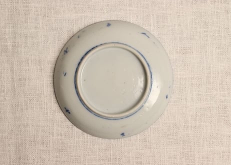 明治前期紙刷気球と洋装人物図小皿