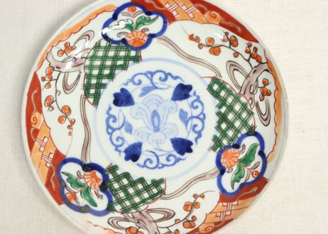 明治前期色絵牡丹と梅図6寸皿②窯傷