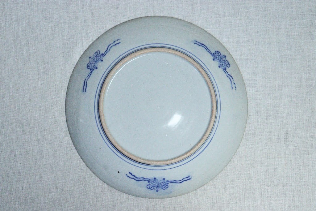 なます皿　色絵付　印判　変わり図柄　明治　大正　モダン唐草　2枚　欠け　ロ号 なます皿色絵付印判変わり図柄明治大正モダン唐草2枚欠けロ号