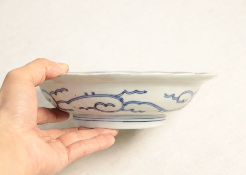 江戸幕末染付山水と草花図7寸深皿 ノミホツ多数 | 吉祥寺PukuPuku
