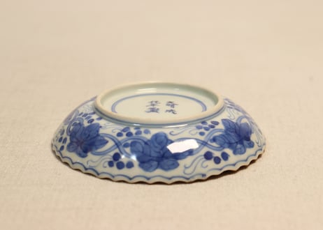 江戸幕末染付龍図イゲ縁小皿①　薄め