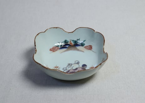 江戸中期色絵馬図四弁通り物なます皿 　5客組