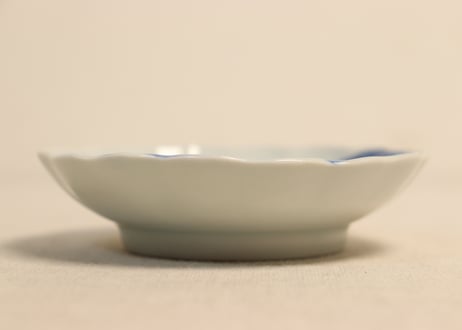 江戸幕末染付柳に牡丹図通り物小皿