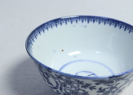 明治前期紙刷桜図飯茶碗②　黒点有り