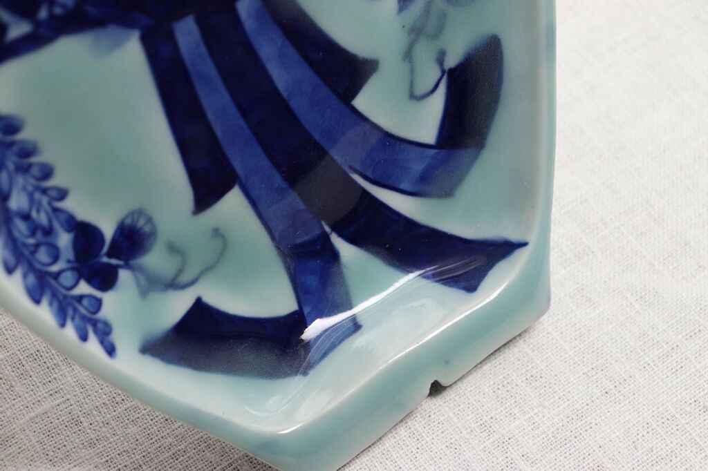 青磁の四方皿５枚揃 五陶 菓子皿 懐石料理 明治期 茶道具 青磁の四方皿5枚揃 五陶 菓子皿 懐石料理 明治期 茶道具 明治前期青磁